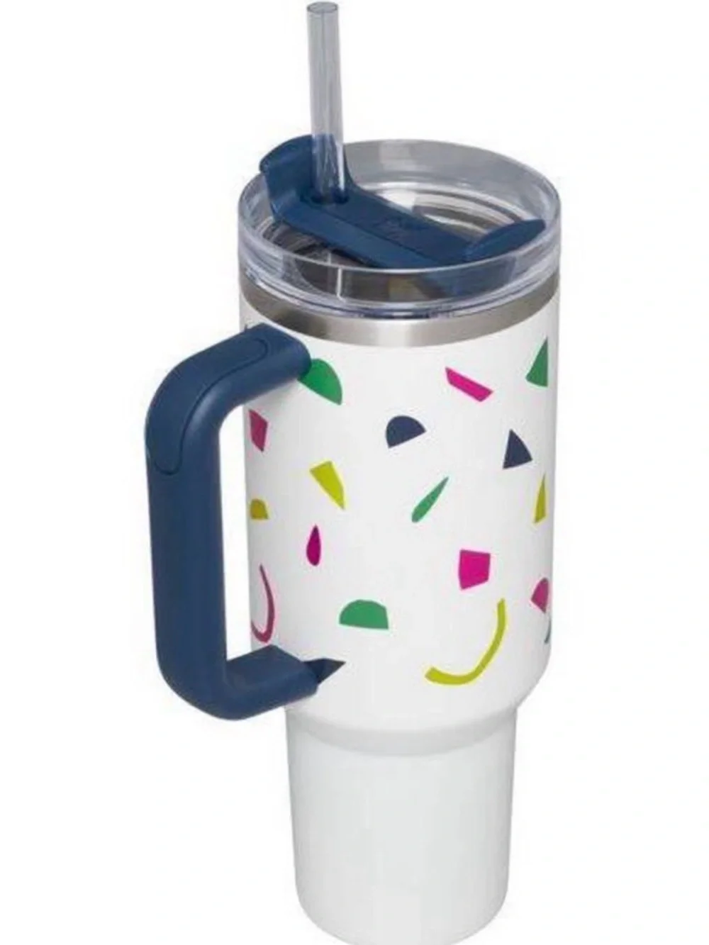 Stanley White Confetti Travel Mug with Navy Handle - Picture 2 of 8